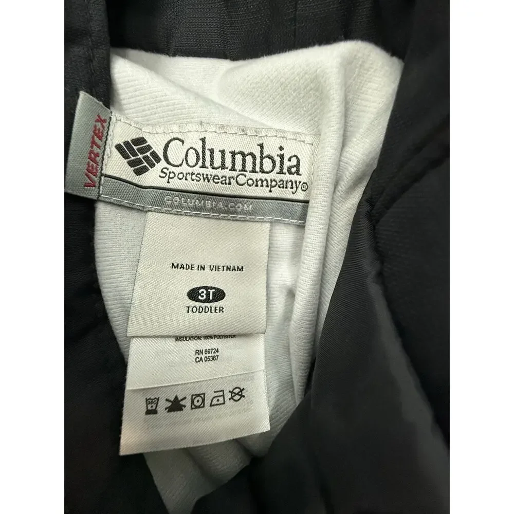 COLUMBIA Vertex Toddler 3T Black Nylon Insulated Bib Ski Snow Pants